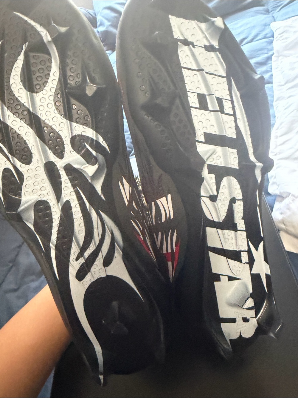 Men's Black and White Graphic Athletic Slide Sandals